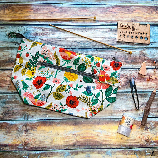 *Poppy Fields*- Signature Zippered Knitting Project Bag