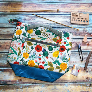 *Poppy Fields*- Signature Zippered Knitting Project Bag