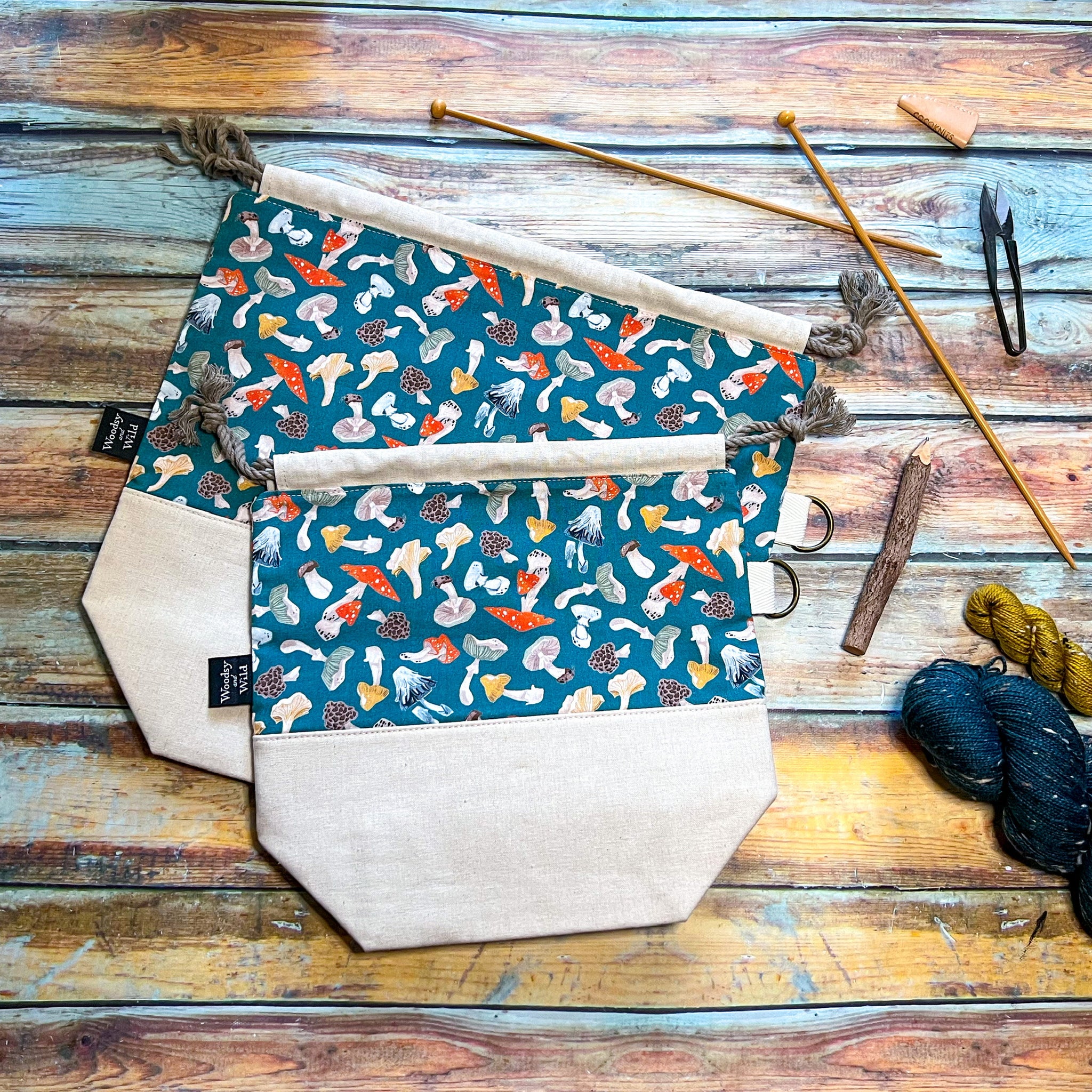 "Mushrooms"- Knitting Project Bag- Ready to Ship