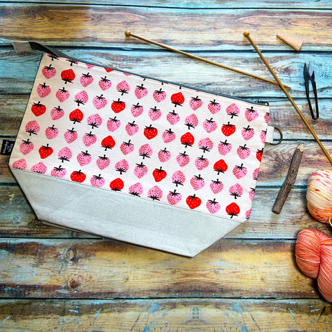 "Strawberries"- Knitting Project Bag- Ready to Ship