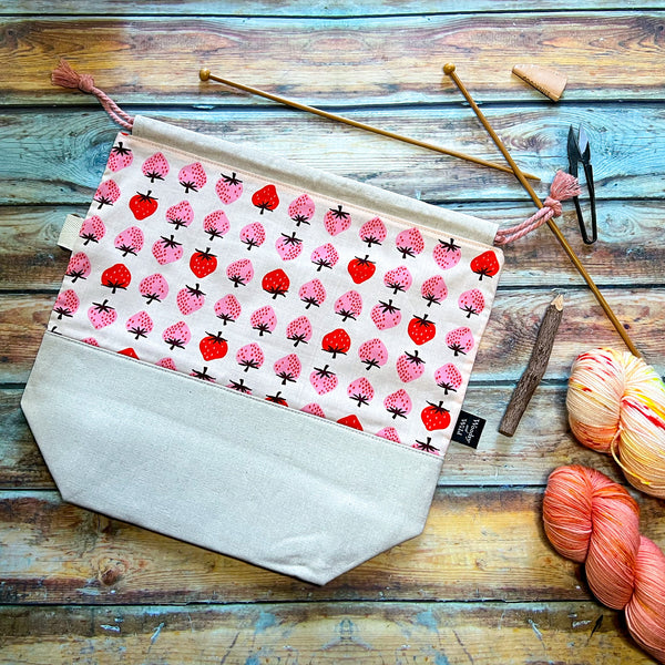 "Strawberries"- Knitting Project Bag- Ready to Ship