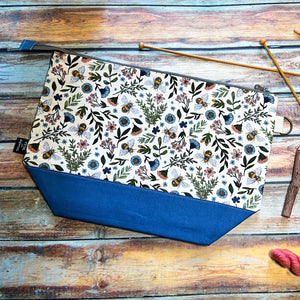 "Bee Floral"- Knitting Project Bag- Ready to Ship