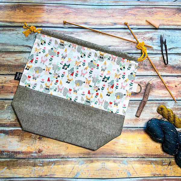 "Gnomes"- Knitting Project Bag- Ready to Ship