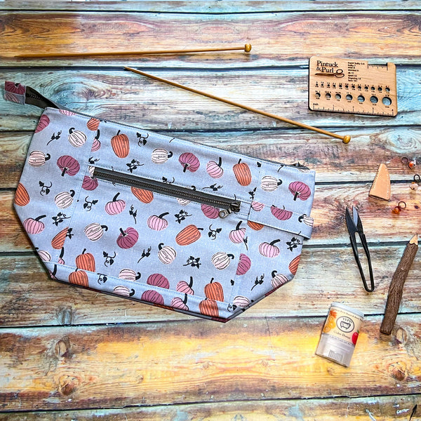 *Scattered Pumpkins*- Signature Zippered Knitting Project Bag