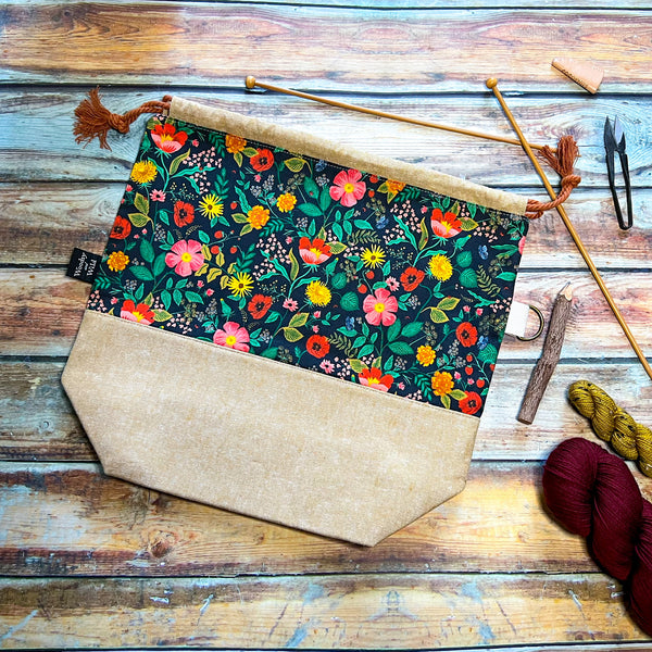 "Poppy Fields"- Knitting Project Bag- Ready to Ship