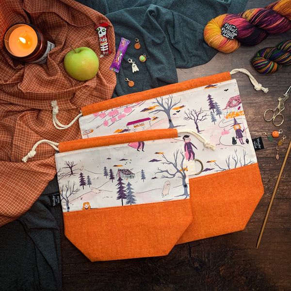 "Trick or Treat"- Knitting Project Bag- Ready to Ship