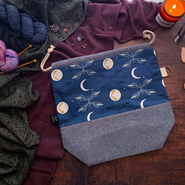 "Twilight Harvest Moon"- Knitting Project Bag- Ready to Ship