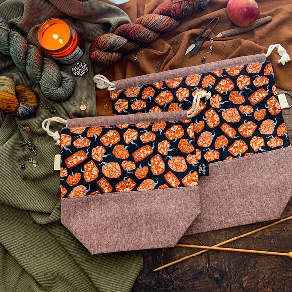 "Pumpkins"- Knitting Project Bag- Ready to Ship