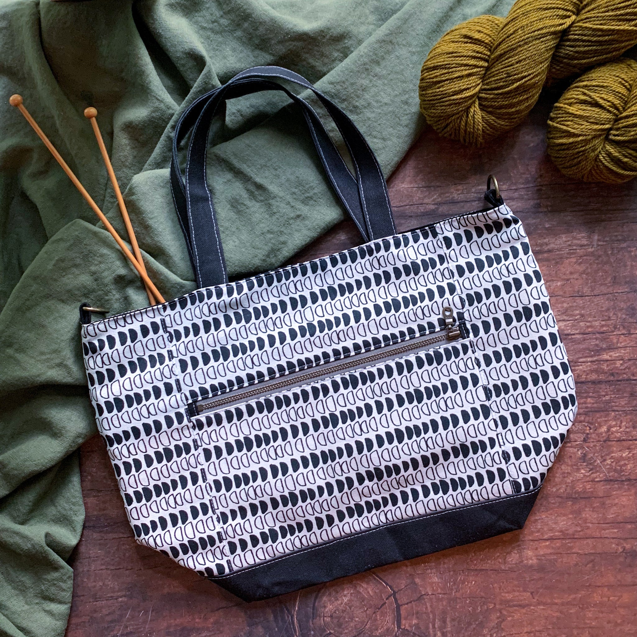 *Phases of the Moon*  Zippered Knitting Project Bag- *In Person*