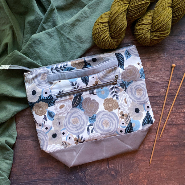 *Juliet Rose in Linen*  Zippered Knitting Project Bag