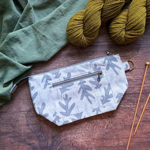 *Tumbling Leaves*  Zippered Knitting Project Bag- *Ready to Ship*