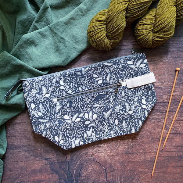 *Mystic Mushroom*  Zippered Knitting Project Bag