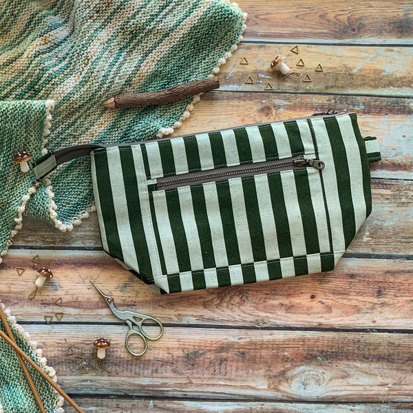 *Mint Stripe*- Ready to Ship- Zippered Knitting Project Bag
