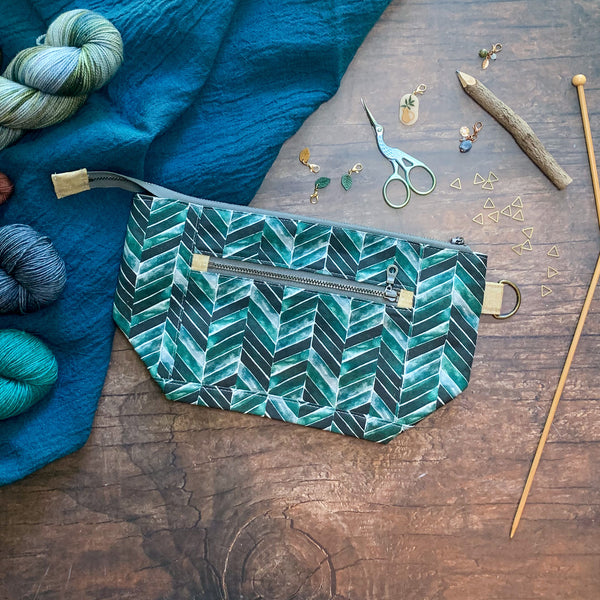 *Painted Chevron*  Zippered Knitting Project Bag