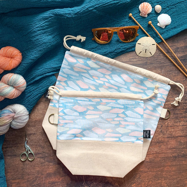 *Beach Glass* (Soft Geometric Watercolor)- Knitting Project Bag- Ready to Ship