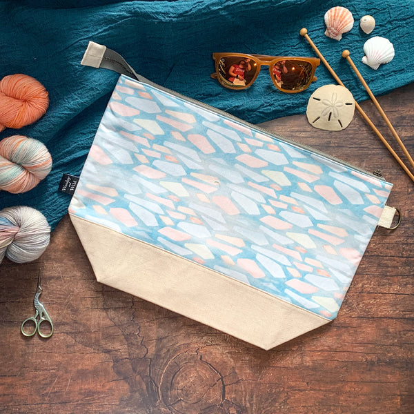 *Beach Glass* (Soft Geometric Watercolor)- Knitting Project Bag- Ready to Ship